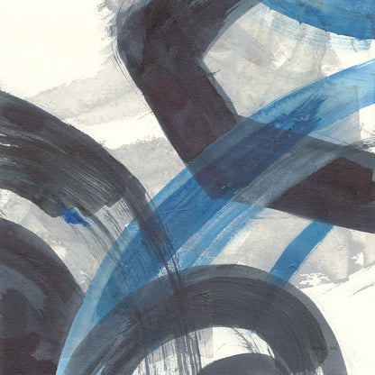 Blue Brushy Abstract I Crop by Danhui Nai. SKU 60195a. Archival Giclee Fine art print for wall decor.