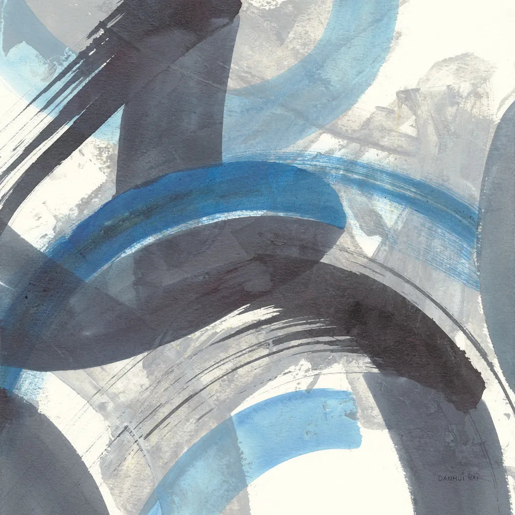 Blue Brushy Abstract II Crop by Danhui Nai. SKU 60196a. Archival Giclee Fine art print for wall decor.