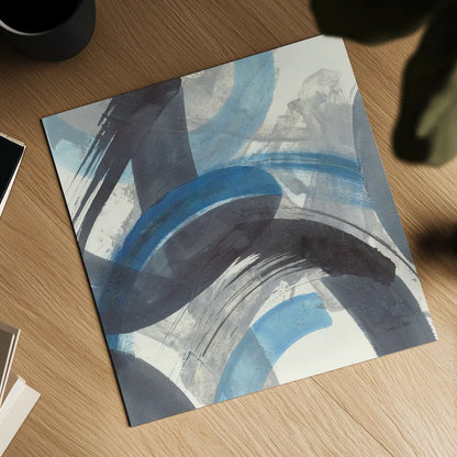 Blue Brushy Abstract II Crop by Danhui Nai. Shown as a detailed flat fine art print, highlighting archival giclee quality. Available as an archival giclee rolled canvas, fine art paper, or poster print. SKU 60196a.