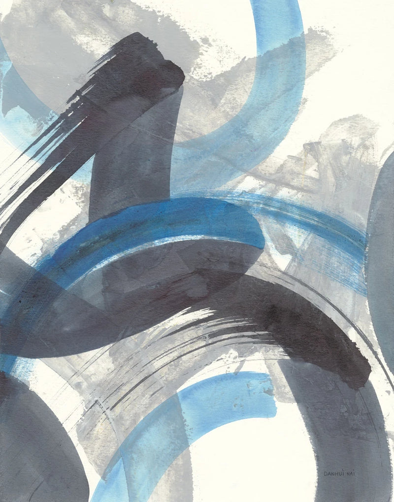 Blue Brushy Abstract II Crop by Danhui Nai