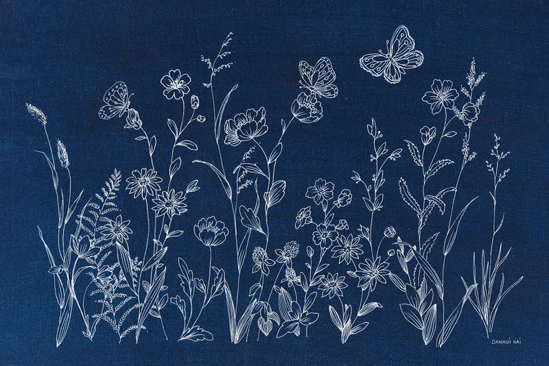 Blue Butterfly Garden by Danhui Nai. SKU 76348i. Archival Giclee Fine art print for wall decor.