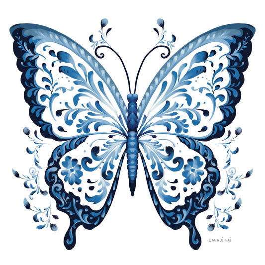 Blue Butterfly I by Danhui Nai. SKU 99152a. Archival Giclee Fine art print for wall decor.
