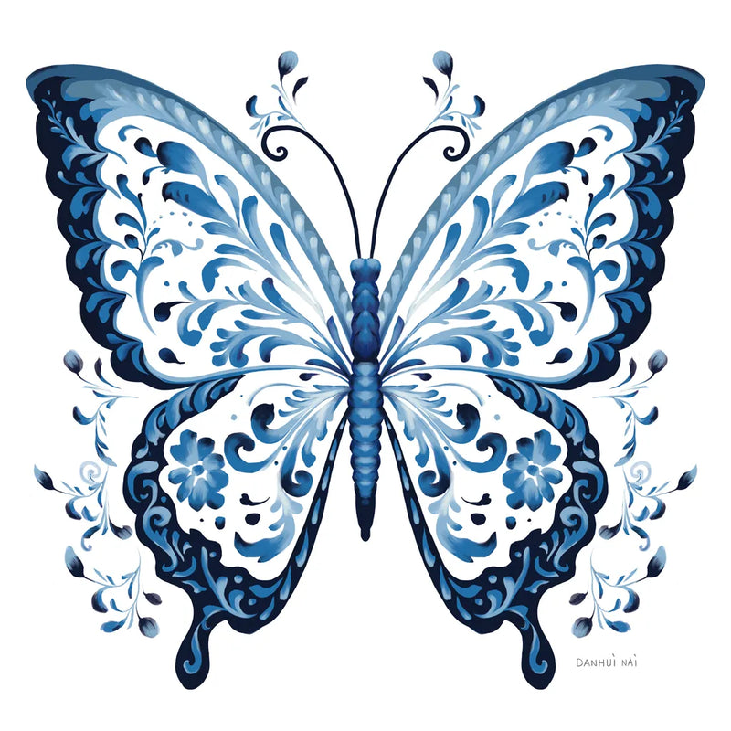 Blue Butterfly I by Danhui Nai. SKU 99152a. Archival Giclee Fine art print for wall decor.