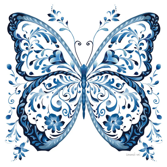 Blue Butterfly II by Danhui Nai. SKU 99153a. Archival Giclee Fine art print for wall decor.
