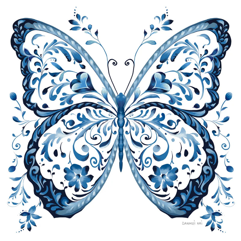 Blue Butterfly II by Danhui Nai. SKU 99153a. Archival Giclee Fine art print for wall decor.