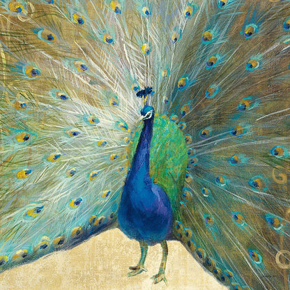 Blue Peacock Cream by Danhui Nai. SKU 28519a. Archival Giclee Fine art print for wall decor.