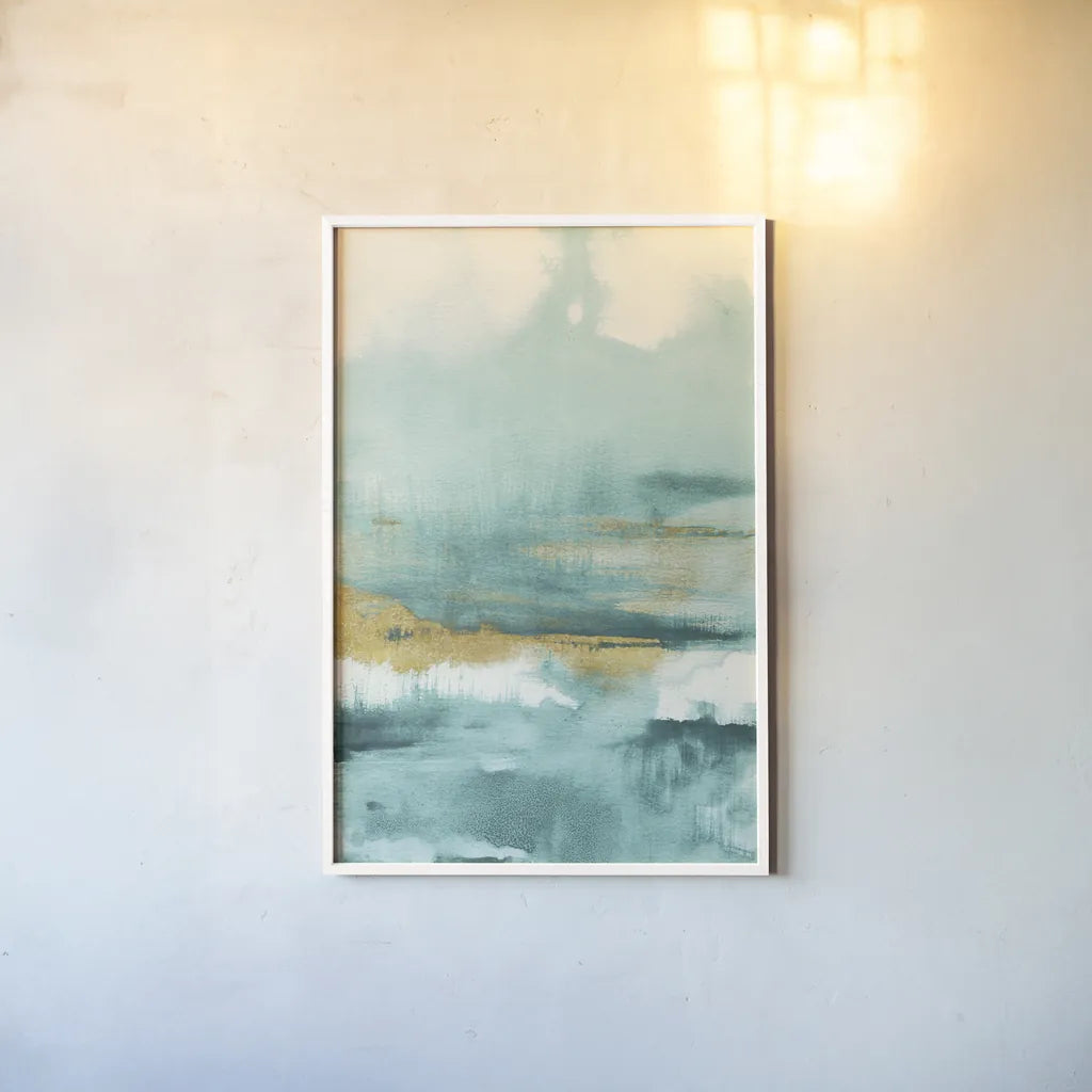 Blue Saffron I by Danhui Nai. shown as a paper print in a white frame. Available as a archival giclee rolled canvas, fine art paper, or poster print. SKU 65133h.