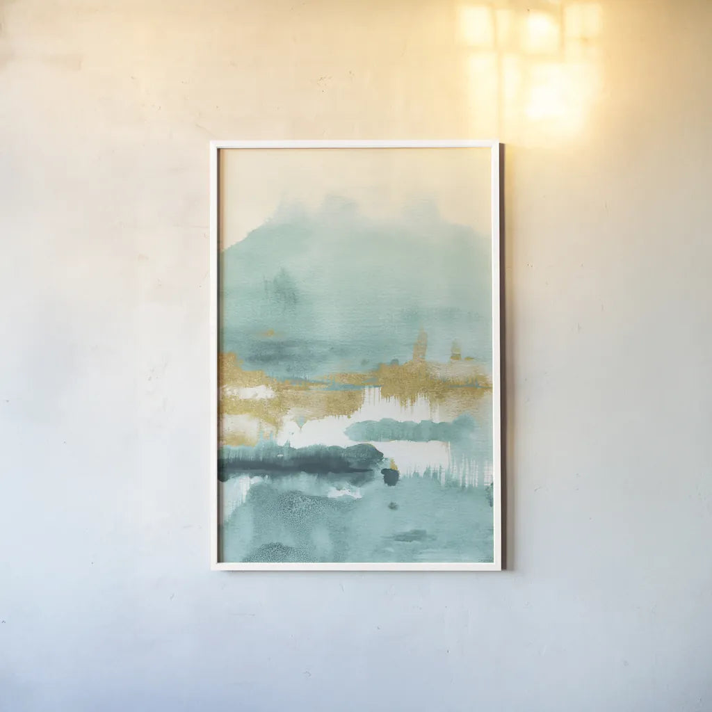 Blue Saffron II by Danhui Nai. shown as a paper print in a white frame. Available as a archival giclee rolled canvas, fine art paper, or poster print. SKU 65134h.