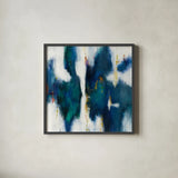 Blue Texture I by Danhui Nai. Shown in a sleek black glass frame for a contemporary gallery look. Available as an archival giclee rolled canvas, fine art paper, or poster print. SKU 47249a.