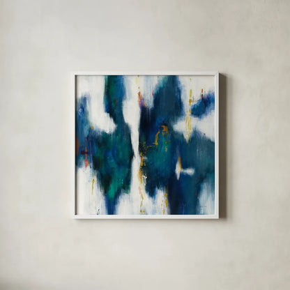 Blue Texture I by Danhui Nai. Shown in a crisp white glass frame for a clean and minimalist style. Available as an archival giclee rolled canvas, fine art paper, or poster print. SKU 47249a.