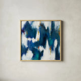Blue Texture II by Danhui Nai. Shown in a natural wood glass frame for a timeless modern aesthetic. Available as an archival giclee rolled canvas, fine art paper, or poster print. SKU 47250a.