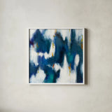 Blue Texture II by Danhui Nai. Shown in a crisp white glass frame for a clean and minimalist style. Available as an archival giclee rolled canvas, fine art paper, or poster print. SKU 47250a.