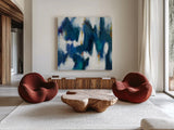 Blue Texture II by Danhui Nai. Shown as extra-large giant wall art in a modern living room. Available as an archival giclee rolled canvas, fine art paper, or poster print. SKU 47250a.