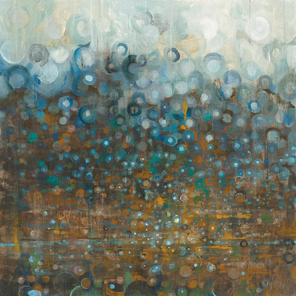 Blue and Bronze Dots by Danhui Nai. SKU 28386a. Archival Giclee Fine art print for wall decor.