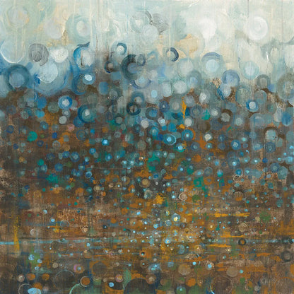 Blue and Bronze Dots by Danhui Nai. SKU 28386a. Archival Giclee Fine art print for wall decor.