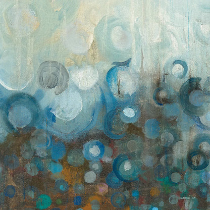 Blue and Bronze Dots VII by Danhui Nai. SKU 29769a. Archival Giclee Fine art print for wall decor.