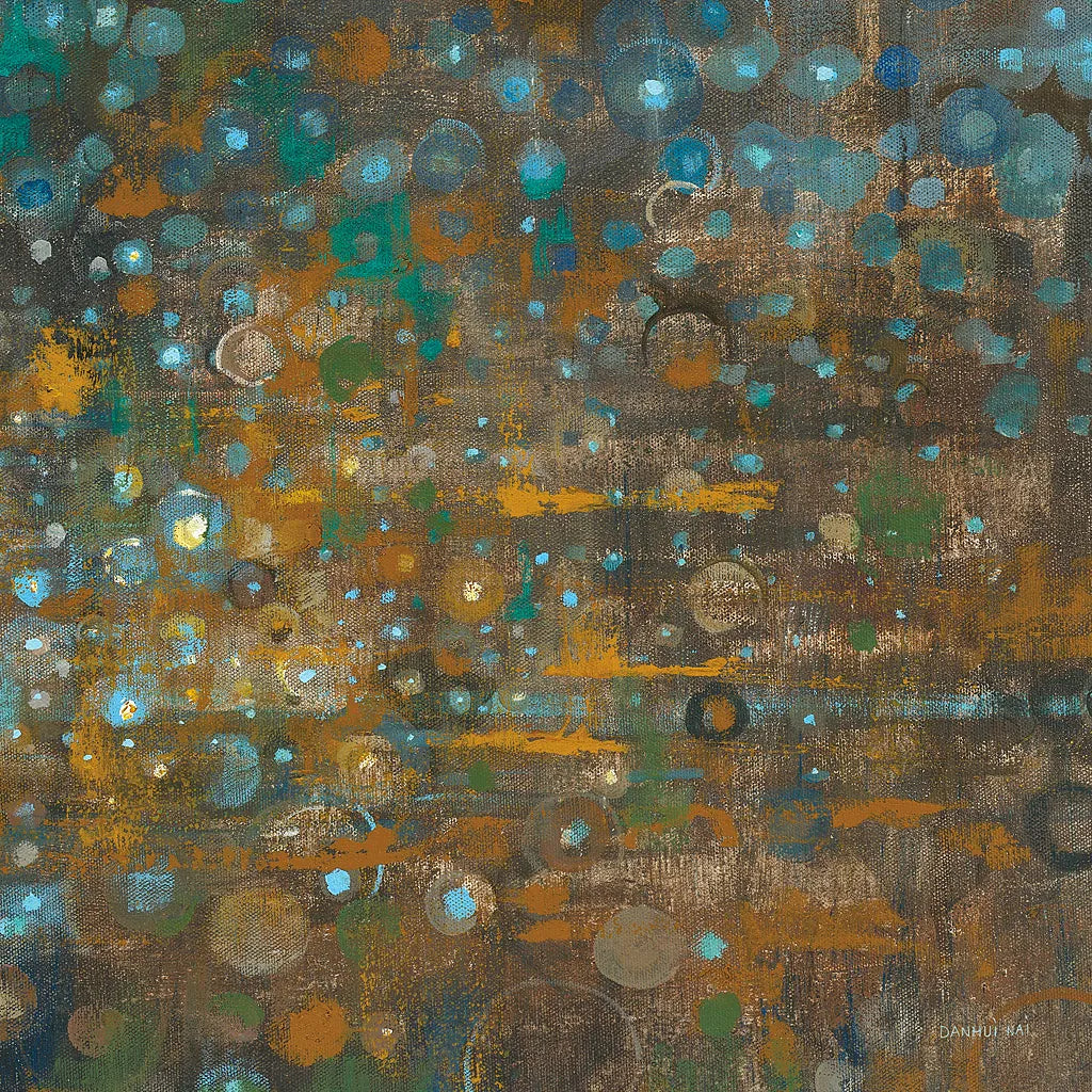 Blue and Bronze Dots X by Danhui Nai. SKU 29772a. Archival Giclee Fine art print for wall decor.