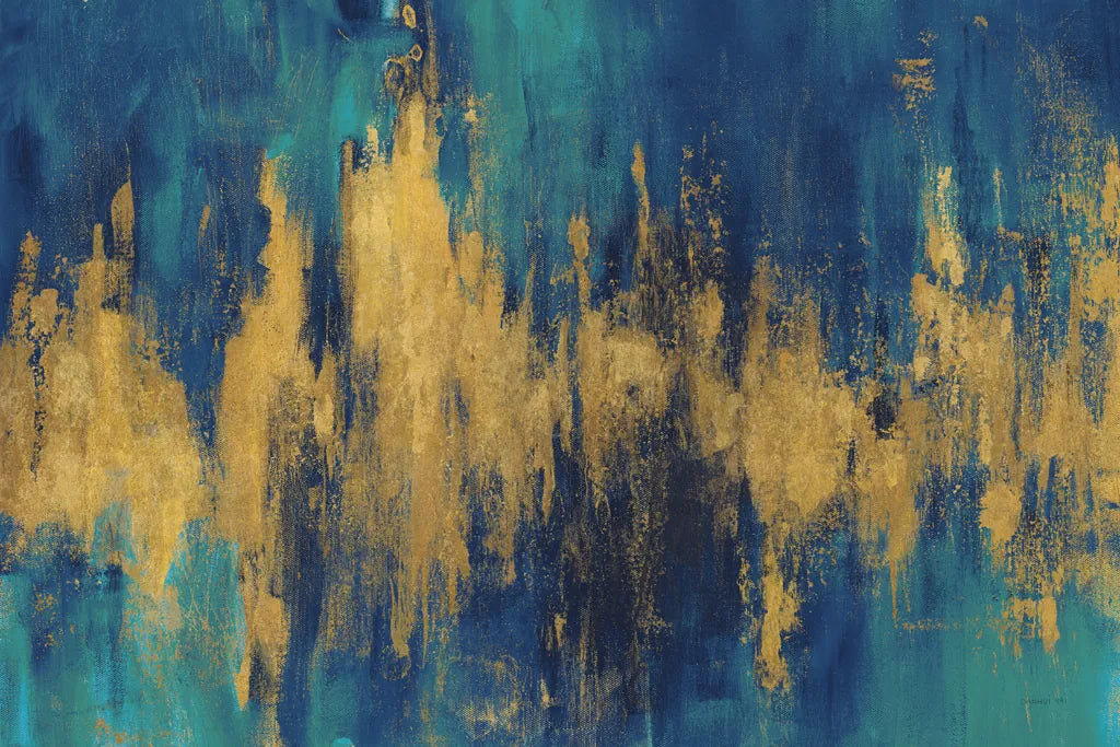 Blue and Gold Abstract Crop by Danhui Nai. SKU 65135i. Archival Giclee Fine art print for wall decor.