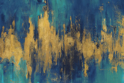 Blue and Gold Abstract Crop by Danhui Nai. SKU 65135i. Archival Giclee Fine art print for wall decor.