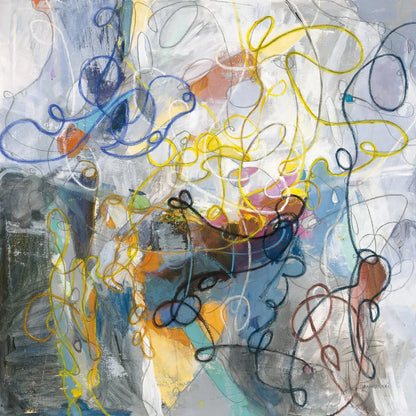 Blue and Sienna Abstract by Danhui Nai. SKU 69231a. Archival Giclee Fine art print for wall decor.