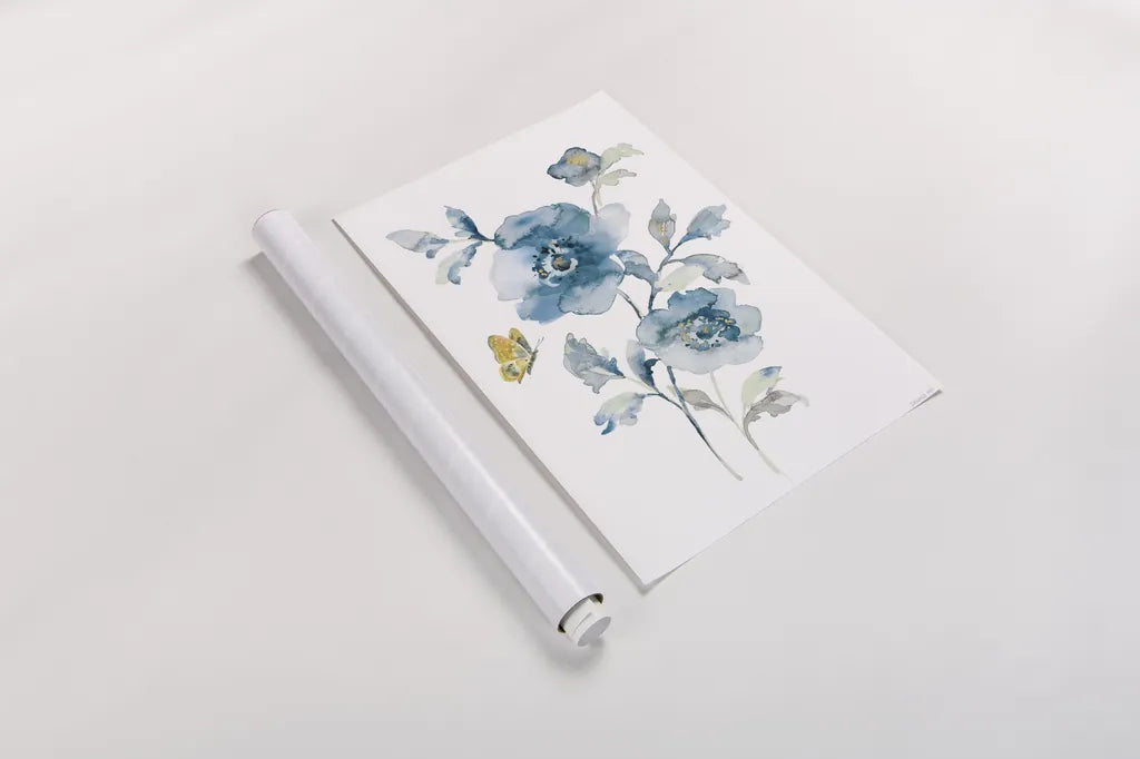 Blues of Summer II Gilded v2 by Danhui Nai. shown as a rolled paper print. Available as archival giclee rolled canvas, fine art paper, or poster print. SKU 67383h.