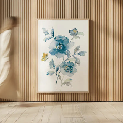Blues of Summer II Gilded v2 by Danhui Nai. shown as over sized large wall art. Available as an archival giclee rolled canvas, fine art paper, or poster print. SKU 67383h.