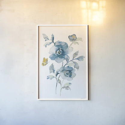 Blues of Summer II Gilded v2 by Danhui Nai. shown as a paper print in a white frame. Available as a archival giclee rolled canvas, fine art paper, or poster print. SKU 67383h.