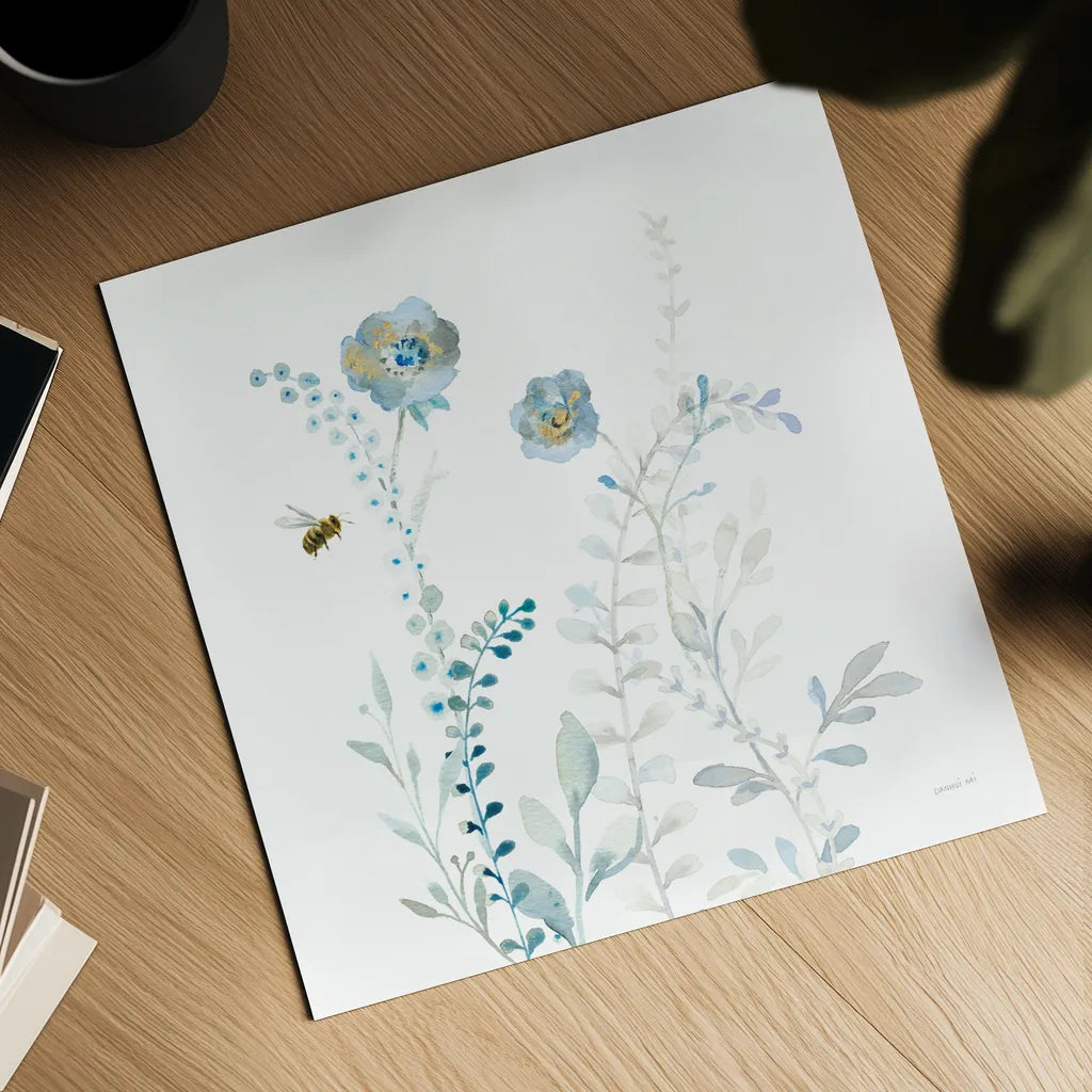 Blues of Summer IX by Danhui Nai. Shown as a detailed flat fine art print, highlighting archival giclee quality. Available as an archival giclee rolled canvas, fine art paper, or poster print. SKU 63932a.