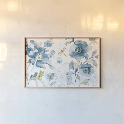 Blues of Summer V by Danhui Nai. shown as a paper print in a natural frame. Available as a archival giclee rolled canvas, fine art paper, or poster print. SKU 63928i.