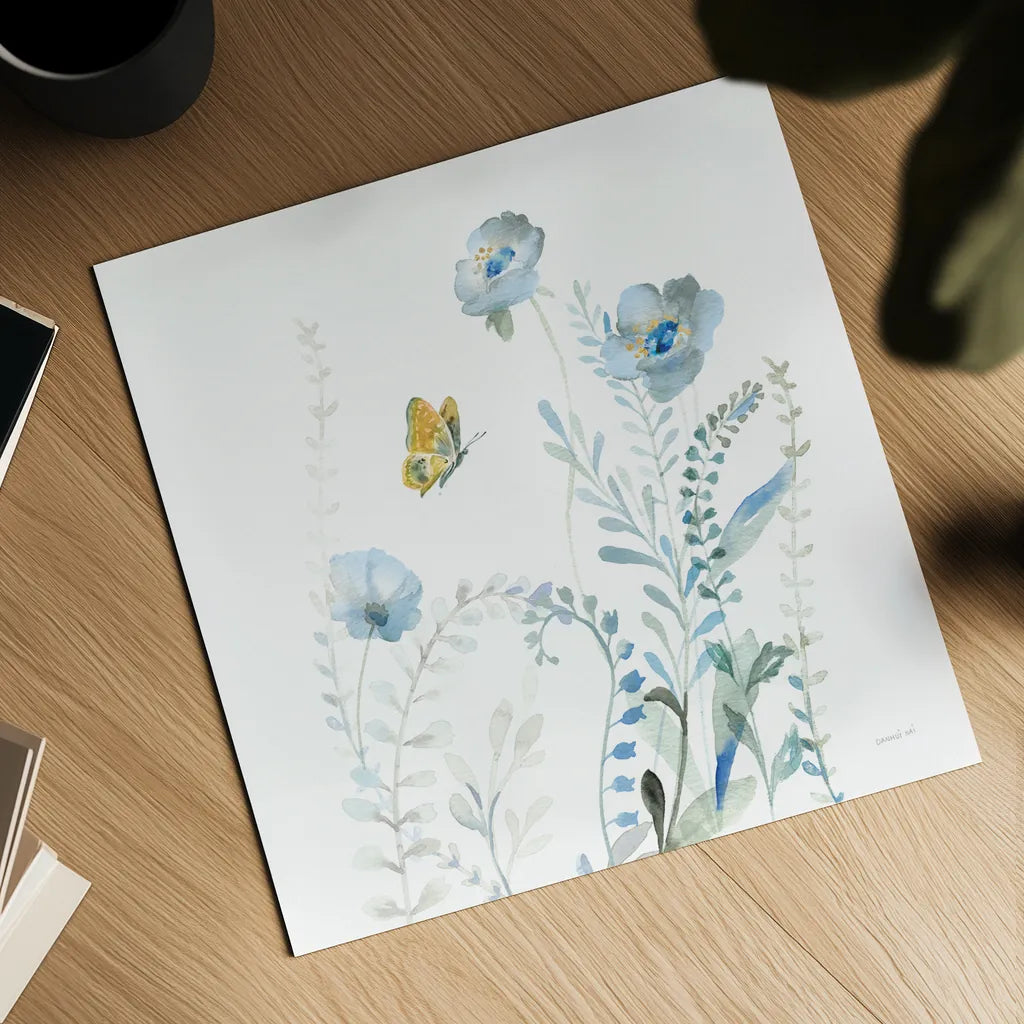 Blues of Summer VI by Danhui Nai. Shown as a detailed flat fine art print, highlighting archival giclee quality. Available as an archival giclee rolled canvas, fine art paper, or poster print. SKU 63929a.