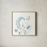 Blues of Summer VIII by Danhui Nai. Shown in a natural wood glass frame for a timeless modern aesthetic. Available as an archival giclee rolled canvas, fine art paper, or poster print. SKU 63931a.