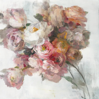 Blush Bouquet on White by Danhui Nai. SKU 89664a. Archival Giclee Fine art print for wall decor.