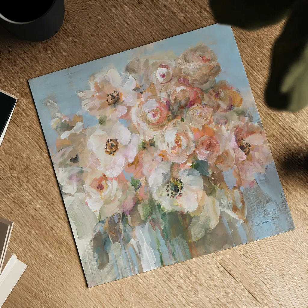 Blushing Bouquet by Danhui Nai. Shown as a detailed flat fine art print, highlighting archival giclee quality. Available as an archival giclee rolled canvas, fine art paper, or poster print. SKU 78543a.
