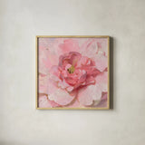 Blushing Metallic Peony by Danhui Nai. Shown in a natural wood glass frame for a timeless modern aesthetic. Available as an archival giclee rolled canvas, fine art paper, or poster print. SKU 51674a.