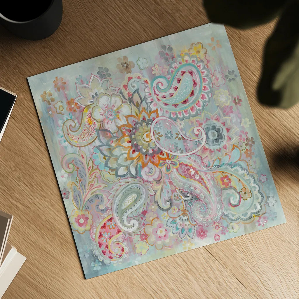 Boho Japonais by Danhui Nai. Shown as a detailed flat fine art print, highlighting archival giclee quality. Available as an archival giclee rolled canvas, fine art paper, or poster print. SKU 30138a.