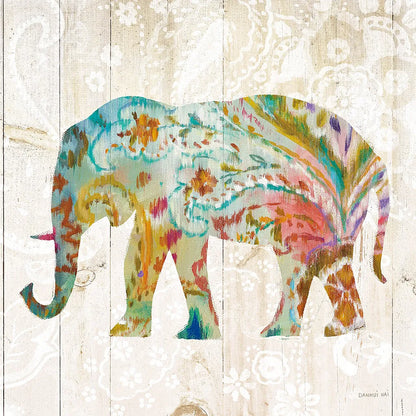 Boho Paisley Elephant II by Danhui Nai. SKU 23981a. Archival Giclee Fine art print for wall decor.