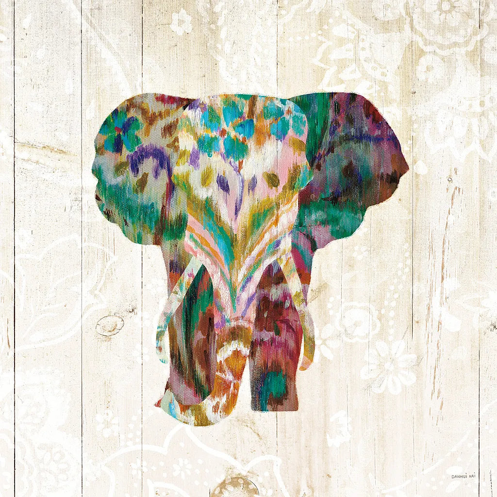 Boho Paisley Elephant III by Danhui Nai. SKU 30937a. Archival Giclee Fine art print for wall decor.