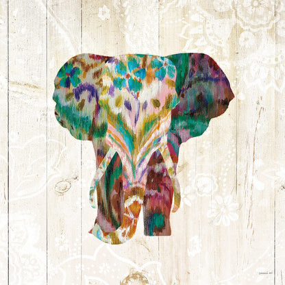 Boho Paisley Elephant III by Danhui Nai. SKU 30937a. Archival Giclee Fine art print for wall decor.