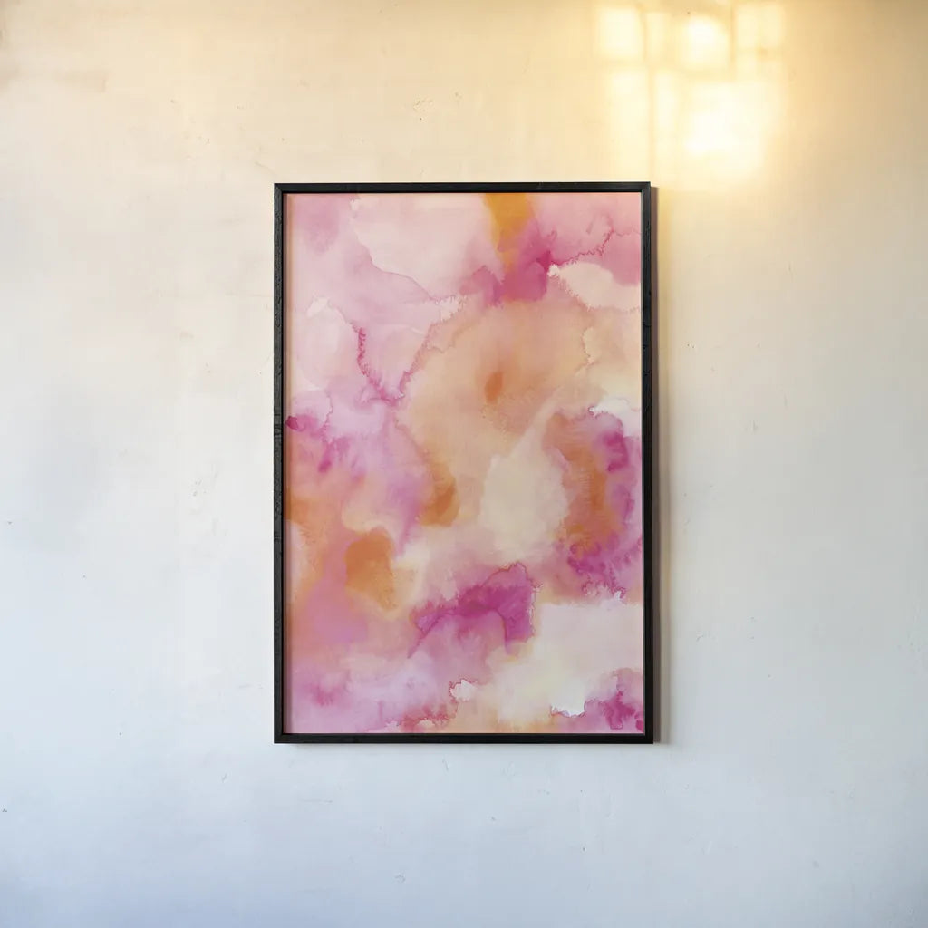Boho Tropical Abstract I by Danhui Nai. shown as a paper print in a black flame. Available as a archival giclee rolled canvas, fine art paper, or poster print. SKU 72048h.