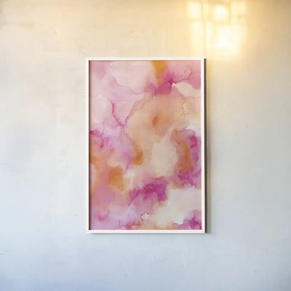 Boho Tropical Abstract I by Danhui Nai. shown as a paper print in a white frame. Available as a archival giclee rolled canvas, fine art paper, or poster print. SKU 72048h.