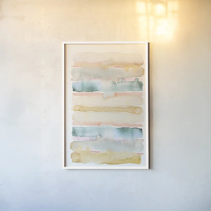 Boho Tropical Abstract II by Danhui Nai. shown as a paper print in a white frame. Available as a archival giclee rolled canvas, fine art paper, or poster print. SKU 72049h.