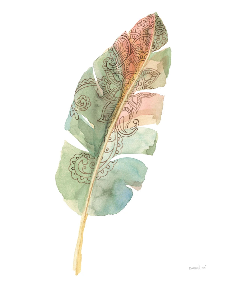 Boho Tropical Leaf I on White by Danhui Nai