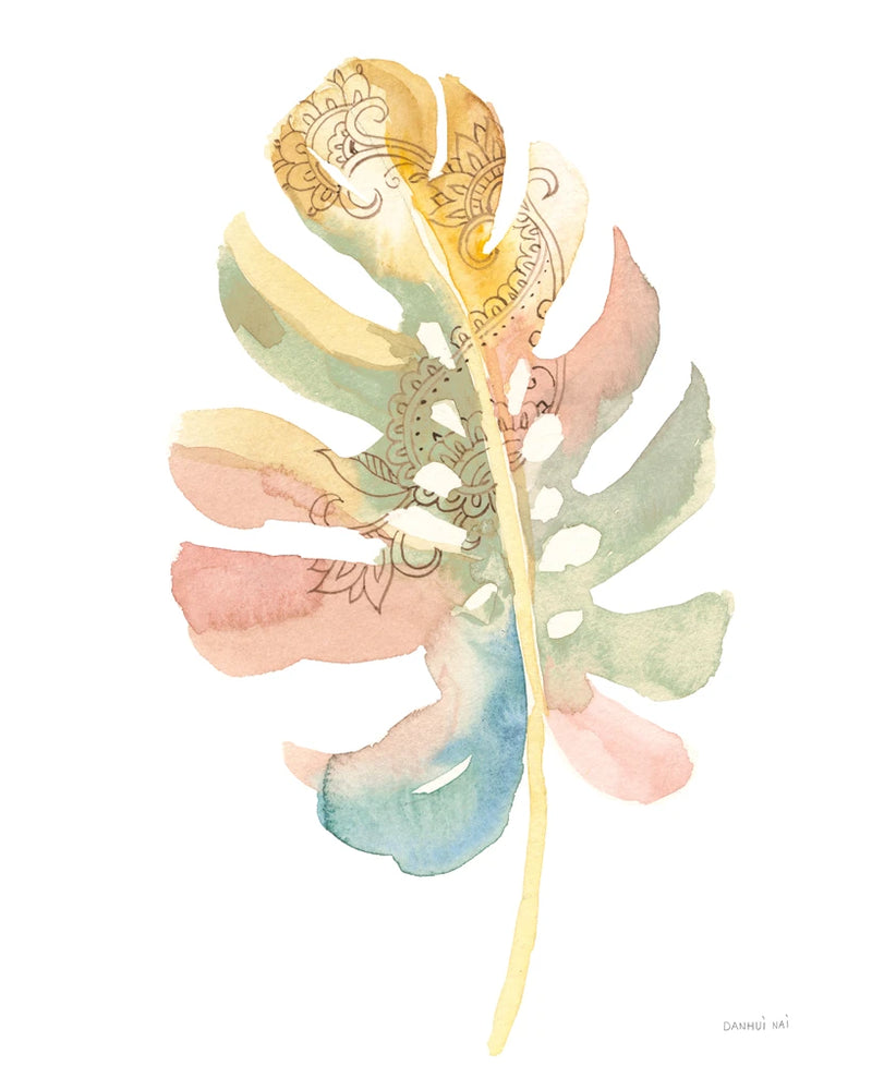 Boho Tropical Leaf II on White by Danhui Nai