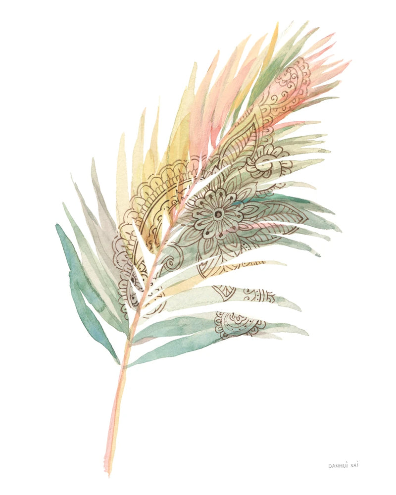 Boho Tropical Leaf III on White by Danhui Nai