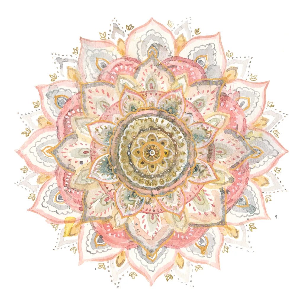 Boho Tropical Mandala on White by Danhui Nai. SKU 66120a. Archival Giclee Fine art print for wall decor.