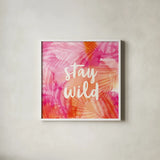 Boho Tropical Sign I by Danhui Nai. Shown in a crisp white glass frame for a clean and minimalist style. Available as an archival giclee rolled canvas, fine art paper, or poster print. SKU 72050a.