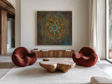 Bombay Bohemian by Danhui Nai. Shown as extra-large giant wall art in a modern living room. Available as an archival giclee rolled canvas, fine art paper, or poster print. SKU 28650a.