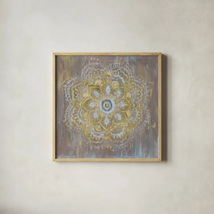 Bombay Bohemian Dark Neutral by Danhui Nai. Shown in a natural wood glass frame for a timeless modern aesthetic. Available as an archival giclee rolled canvas, fine art paper, or poster print. SKU 37383a.