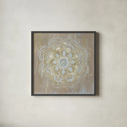 Bombay Bohemian Light Neutral by Danhui Nai. Shown in a sleek black glass frame for a contemporary gallery look. Available as an archival giclee rolled canvas, fine art paper, or poster print. SKU 37382a.