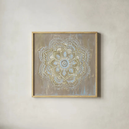 Bombay Bohemian Light Neutral by Danhui Nai. Shown in a natural wood glass frame for a timeless modern aesthetic. Available as an archival giclee rolled canvas, fine art paper, or poster print. SKU 37382a.